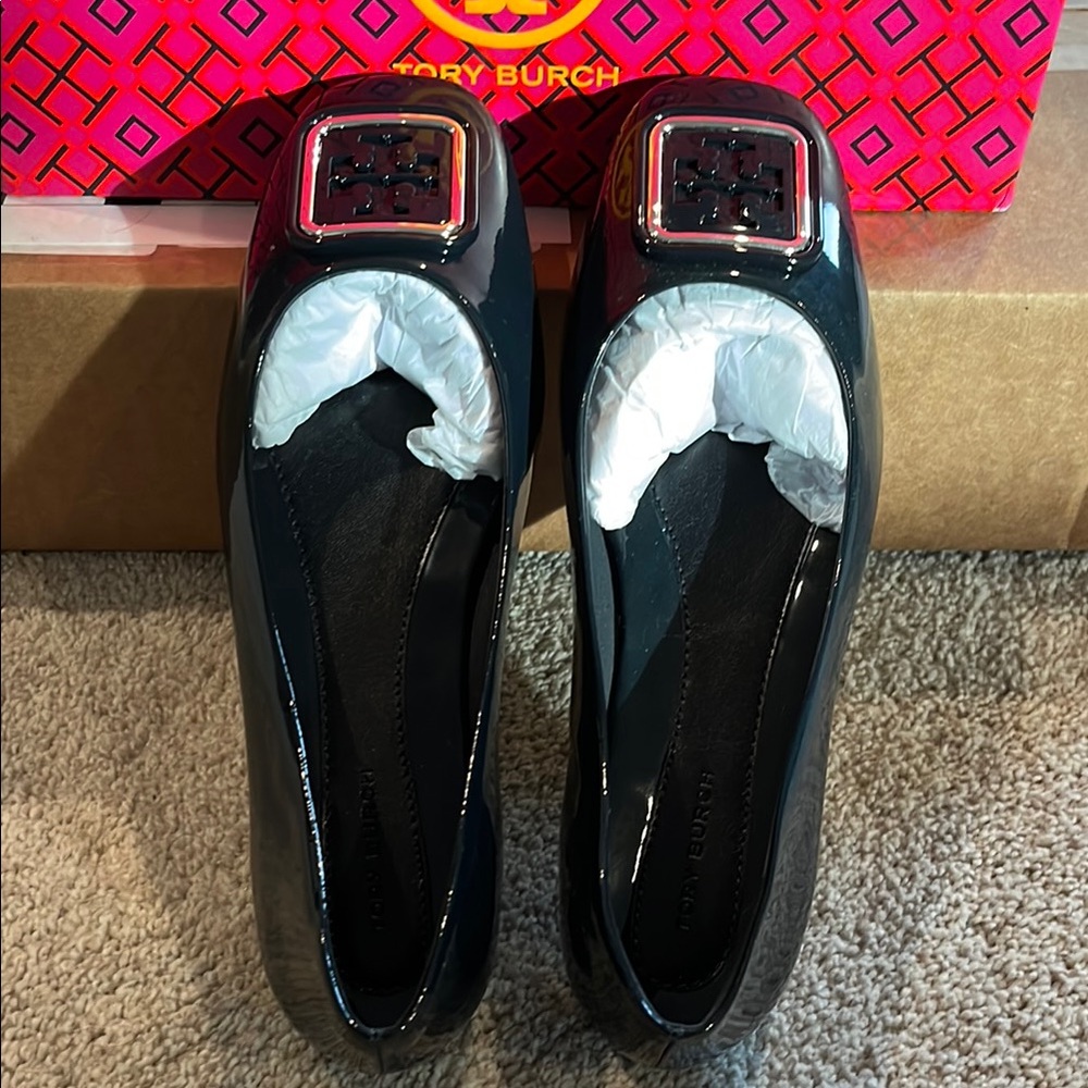 Tory Burch BLUE Patent Leather Flats